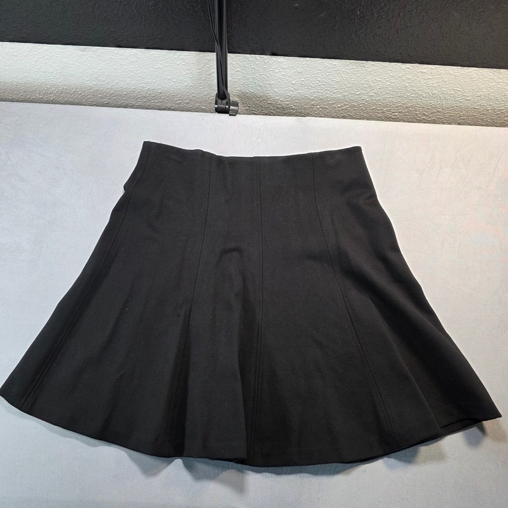 Loft Black Flared‎ A-Line Mini Skirt Stretch Panel Seam Business Casual Size Med